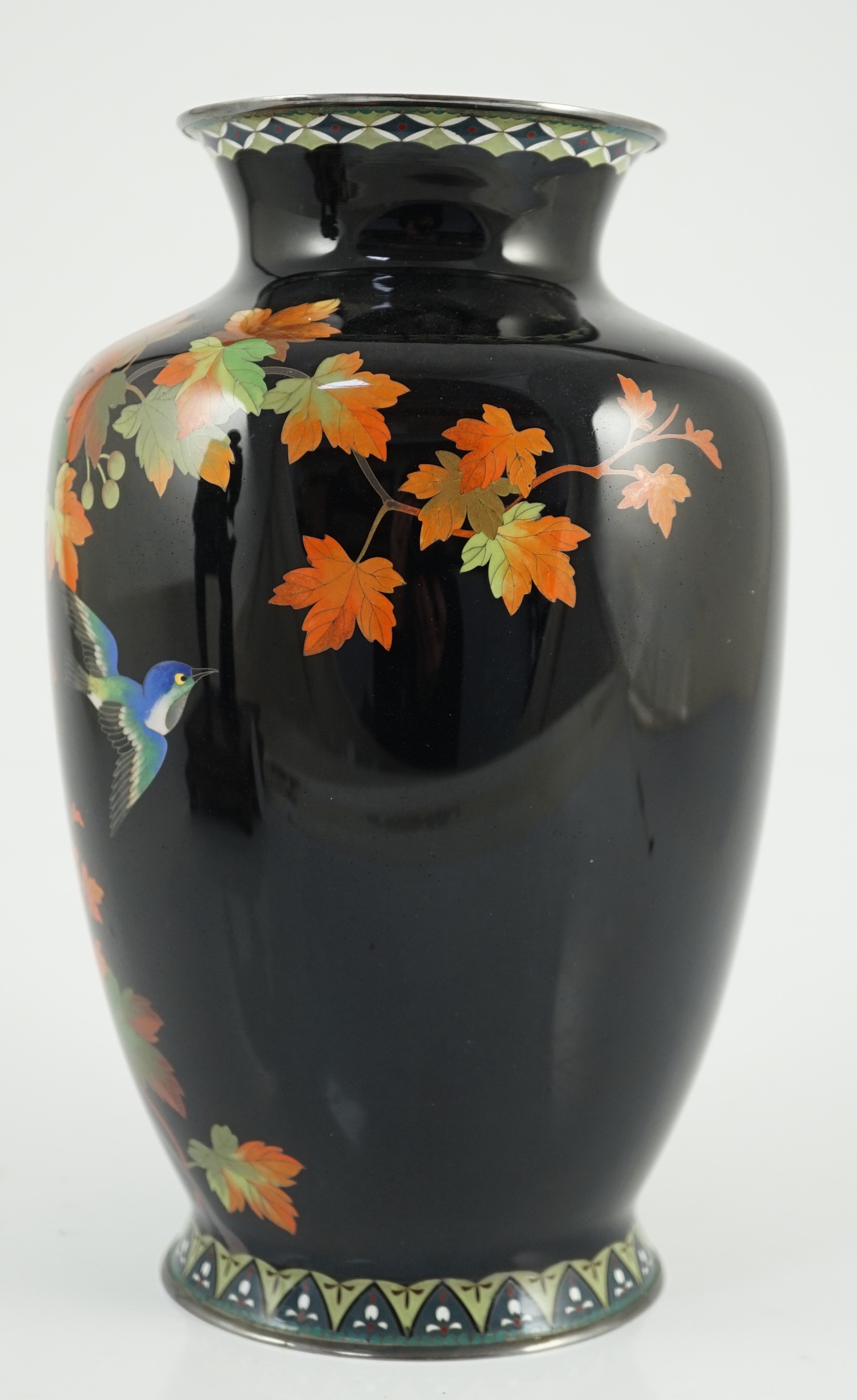 A Japanese silver wire cloisonné enamel vase, third quarter 20th century, 24cm high